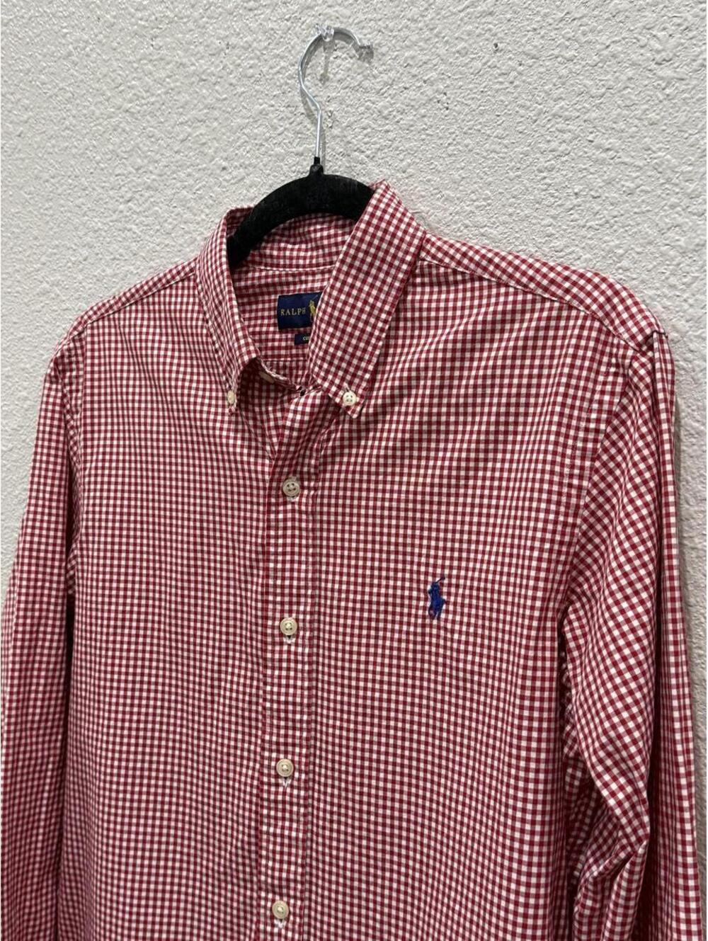 Polo Ralph Lauren Red White Gingham Button-Down Shirt Custom Fit Small
